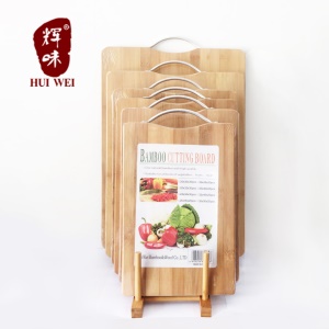 Planche à découper écologique et non toxique en bois de bambou et manche en acier