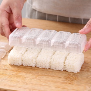 Moule à Sushi de Forme Rectangulaire à 5 Rouleaux blanc transparent 160 * 60 * 34mm