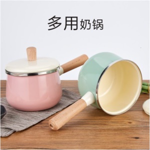 Mini casserole à soupe avec manche en bois émaillé 1.8L