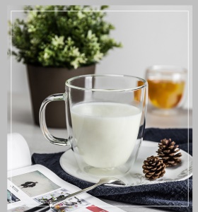 Tasse double couche en verre borosilicaté résistante aux hautes températures