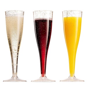 Kit de 5 pcs Gobelet à champagne jetable avec haut pied en plastique
