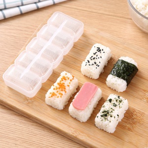 Moule à Sushi de Forme Rectangulaire à 5 Rouleaux blanc transparent 160 * 60 * 34mm