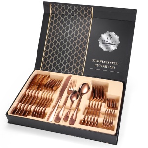 Ensemble de 24 pièces de couverts en acier inoxydable (6 * couteau de table/cuillère à manger/fourchette à manger/cuillère à thé)