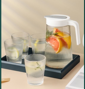 Ensemble de bouilloire en verre (1 * bouilloire 1400ml + 4 * gobelets 300ml)