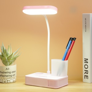 Lampe de table de protection des yeux Luminosité à trois niveaux à régler avec support de téléphone portable et Porte-stylo