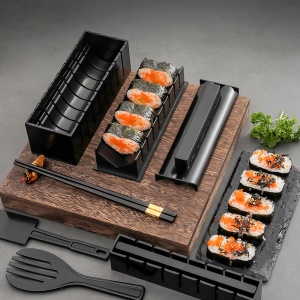 Moule à sushi kit de 10 pièces avec 8 formes (sans couteau et baguettes)