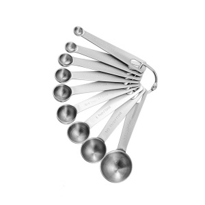 Set de 9 cuillères de mesure en acier inoxydable avec tête ronde polie