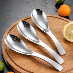 Cuillère à manger en acier inoxydable ensemble de 3 pièces avec manche incurvée Largeur de 4.3cm