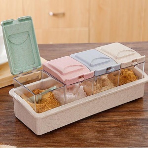 Boîte  d'assaisonnement   avec couvercle à clapet 4pcs