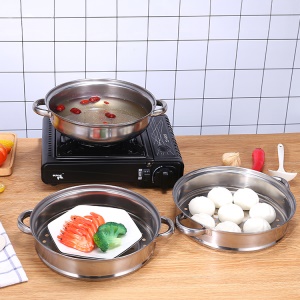 Casserole pour cuisson à la vapeur en acier inoxydable 28cm multi-usages