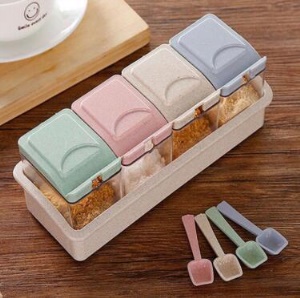 Boîte  d'assaisonnement   avec couvercle à clapet 4pcs