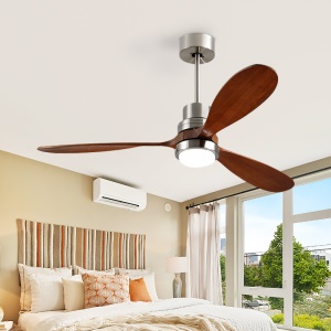 Ventilateur de plafond avec lumière 42 pouces télécommandée pales en bois