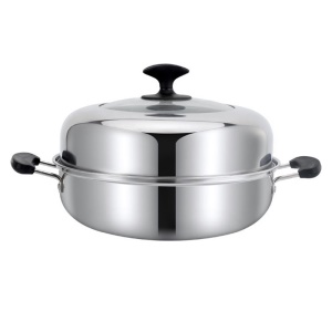 Casserole à vapeur en acier inoxydable à double couche 28CM polyvalent
