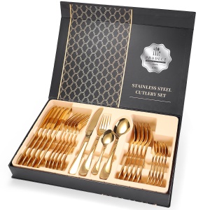 Ensemble de 24 pièces de couverts en acier inoxydable (6 * couteau de table/cuillère à manger/fourchette à manger/cuillère à thé)