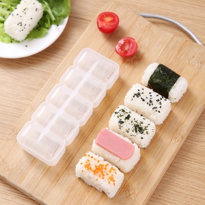 Moule à Sushi de Forme Rectangulaire à 5 Rouleaux blanc transparent 160 * 60 * 34mm