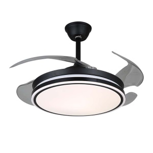 Lampe de plafonnier ventilateur intégré télécommande/bouton sur mur Tricolore lumière gradable
