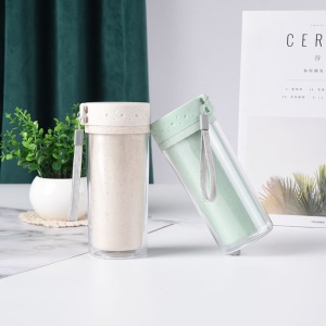 Gobelet double en plastique de 400 ml avec couvercle