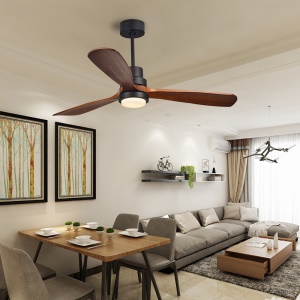 Ventilateur de plafond avec lumière 42 pouces télécommandée pales en bois