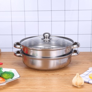 Casserole pour cuisson à la vapeur en acier inoxydable 28cm multi-usages