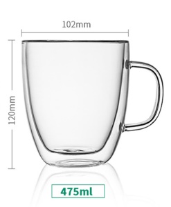 Tasse double couche en verre borosilicaté résistante aux hautes températures