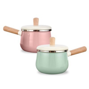 Mini casserole à soupe avec manche en bois émaillé 1.8L