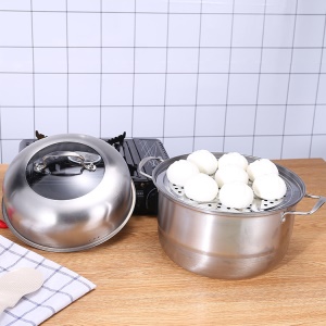 Casserole pour cuisson à la vapeur en acier inoxydable 28cm multi-usages