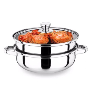 Casserole pour cuisson à la vapeur en acier inoxydable 28cm multi-usages