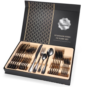 Ensemble de 24 pièces de couverts en acier inoxydable (6 * couteau de table/cuillère à manger/fourchette à manger/cuillère à thé)