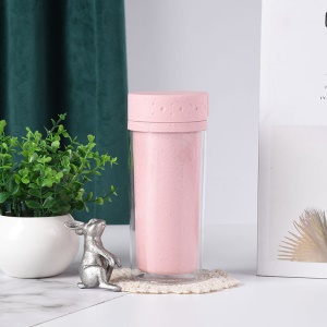 Gobelet double en plastique de 400 ml avec couvercle