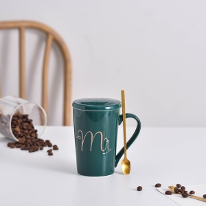 Tasse à café en céramique avec couvercle grande capacité