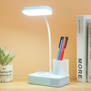 Lampe de table de protection des yeux Luminosité à trois niveaux à régler avec support de téléphone portable et Porte-stylo