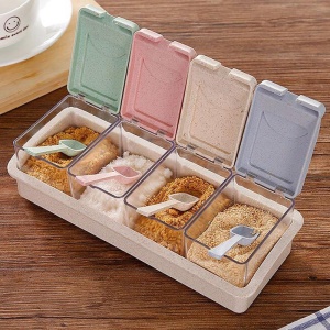 Boîte  d'assaisonnement   avec couvercle à clapet 4pcs