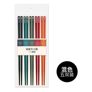 Ensemble de baguettes chinoises en alliage 5 paires antidérapantes avec décoration de poupée