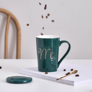 Tasse à café en céramique avec couvercle grande capacité
