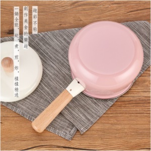 Mini casserole à soupe avec manche en bois émaillé 1.8L
