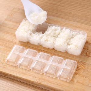 Moule à Sushi de Forme Rectangulaire à 5 Rouleaux blanc transparent 160 * 60 * 34mm