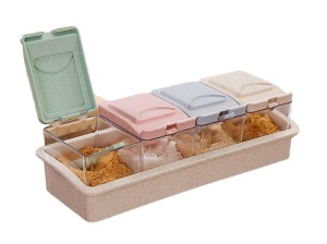 Boîte  d'assaisonnement   avec couvercle à clapet 4pcs