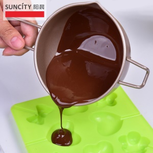 Pot à chocolat en acier au carbone avec double bec verseur Poignée longue