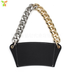 Porte-gobelet à chaîne en métal Cuir synthétique amovible