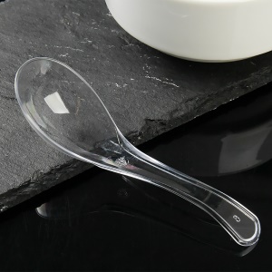 Cuillère en plastique jetable épaissi transparent/noir