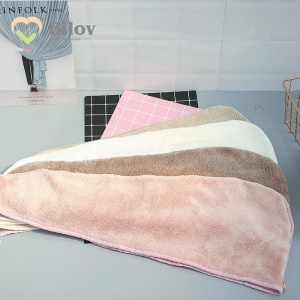 BILOV Serviette pour cheveux secs. double couche épaissie en velours de corail
