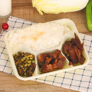 Boîte à repas en plastique jetable épaissie quatre compartiments 22 * 18cm