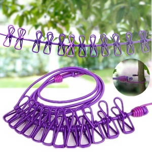 Corde à linge d'extérieur portable coupe-vent super élastique