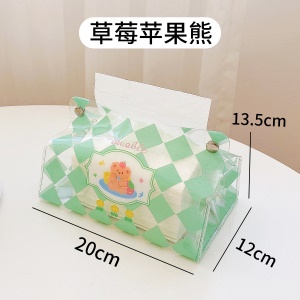 Boîte à mouchoirs en PVC avec motif carreaux transparent