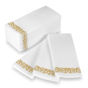 Serviette de table jetable en dentelle dorée papier en Pâte de bois vierge
