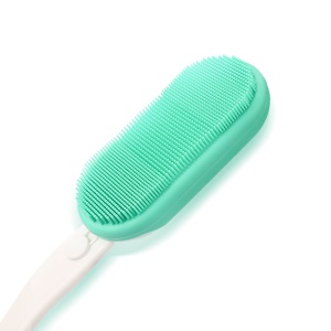 Brosse de bain électrique  douce à long manche en silicone