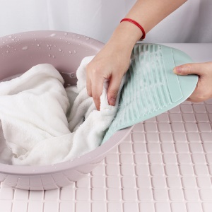 Mini planche à laver en plastique souple pliant anti-dérapant adsorbant fome ovale