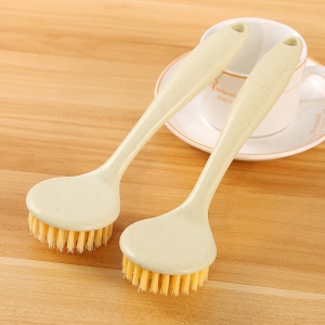 Brosse à marmite avec longue manche poils doux jaune