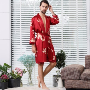 Pyjama pour couple Deux pièces en  soie synthétique, grande taille, section fine pour l'été