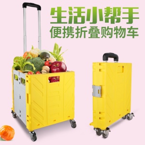 Chario pliable de courses en plastique avec roues universelles et couvercle 45L